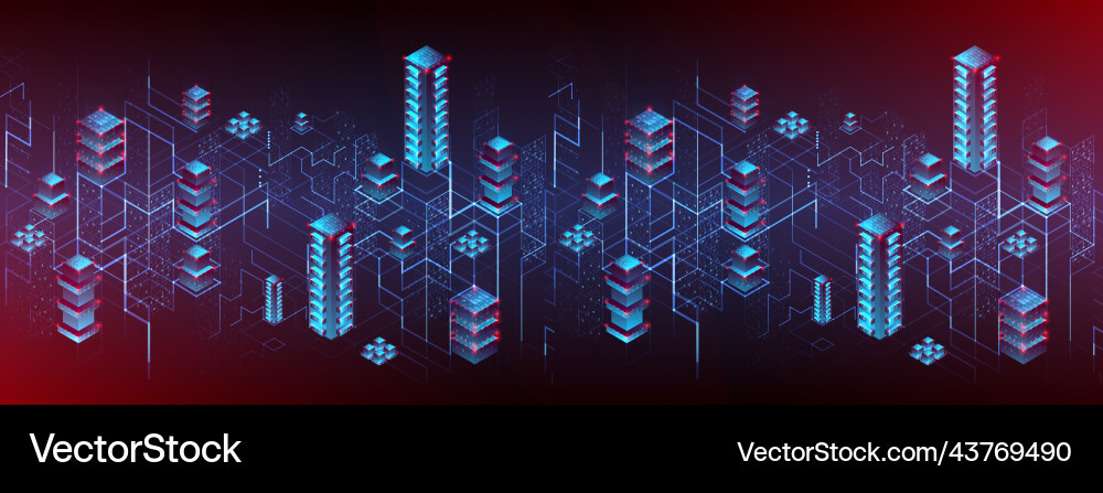 Isometric big data flow processing concept cloud Isometric big data flow processing concept cloud vector image