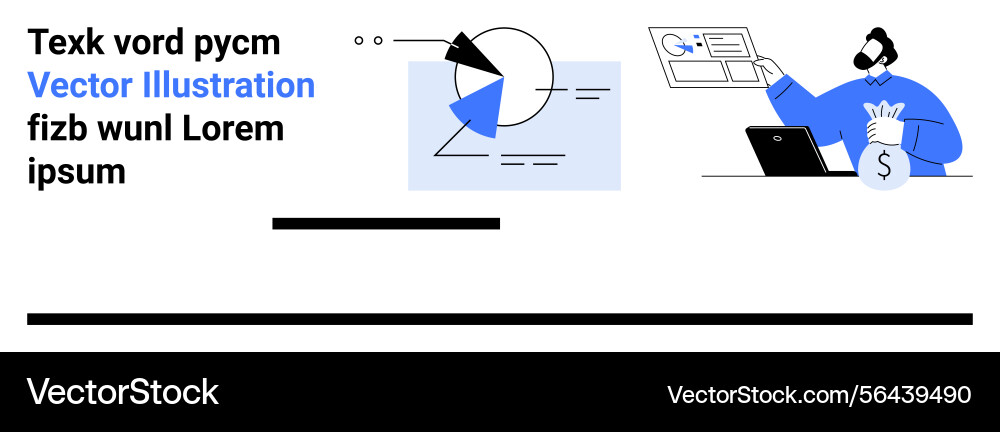 Man in blue analyzing data with graph and money Man in blue analyzing data with graph and money Vector Image