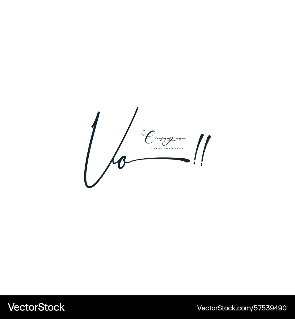 Minimal signature logo design with vo initials Vector Image