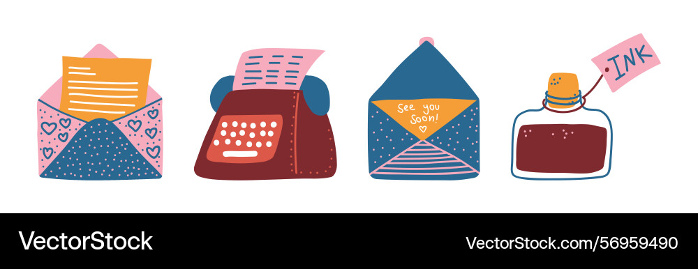 Post and mail service object item set Post and mail service object item set Vector Image