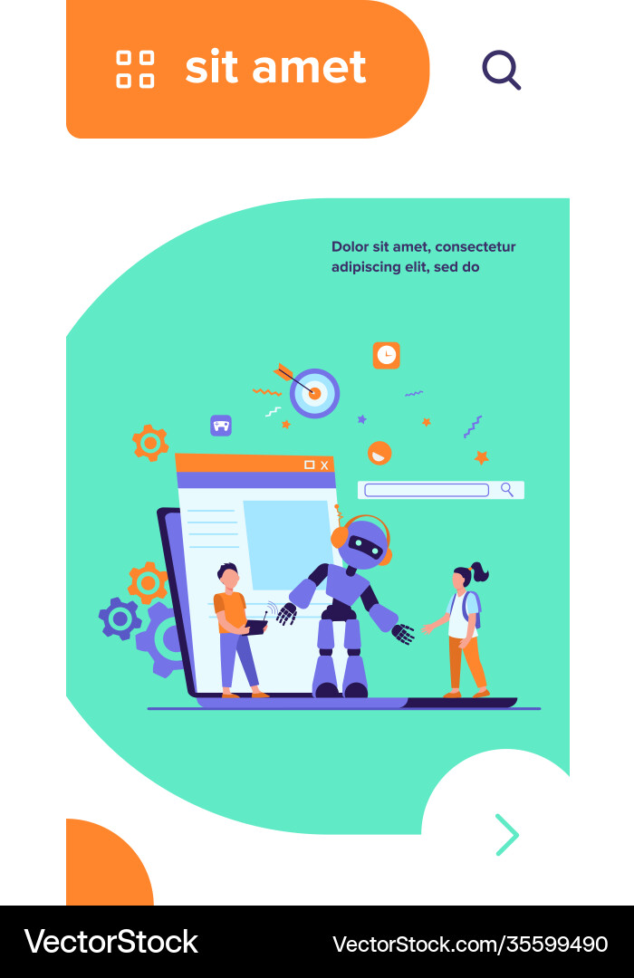 School activity and robotics class concept vector image