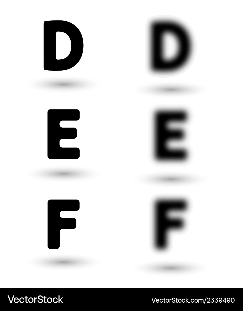 Sharp and unsharp alphabet letters font Vector Image