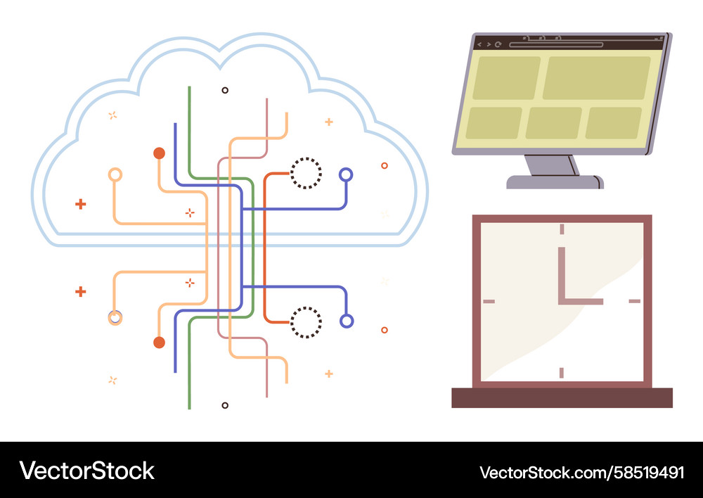 Cloud Computing & Network Connections Vector Image