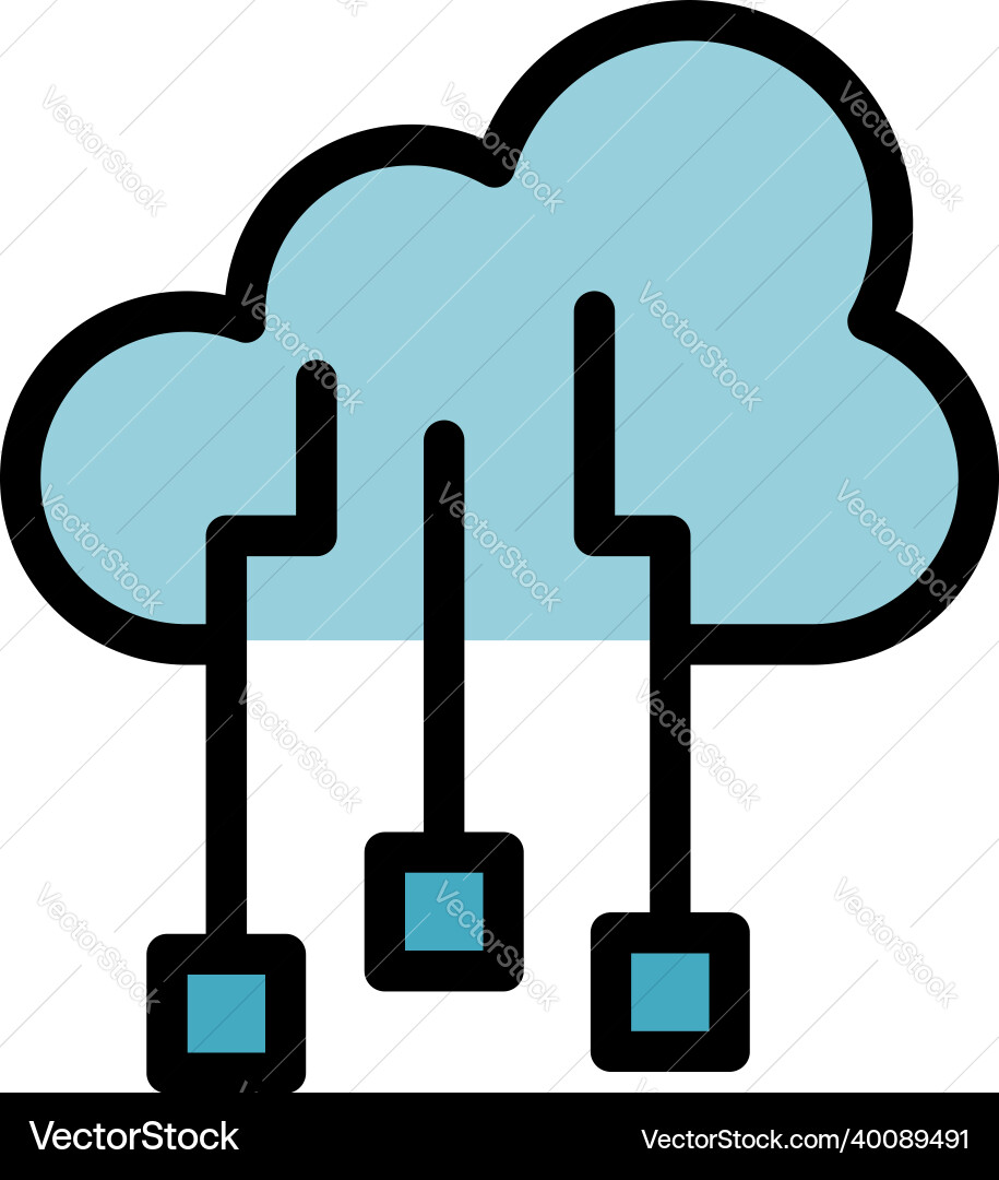 Cloud secure date icon color outline Cloud secure date icon color outline vector image
