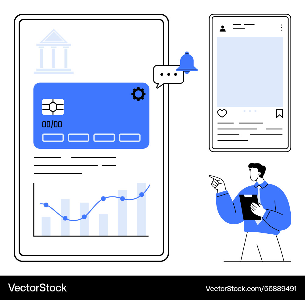 Digital banking dashboard with data visualization Digital banking dashboard with data visualization vector image
