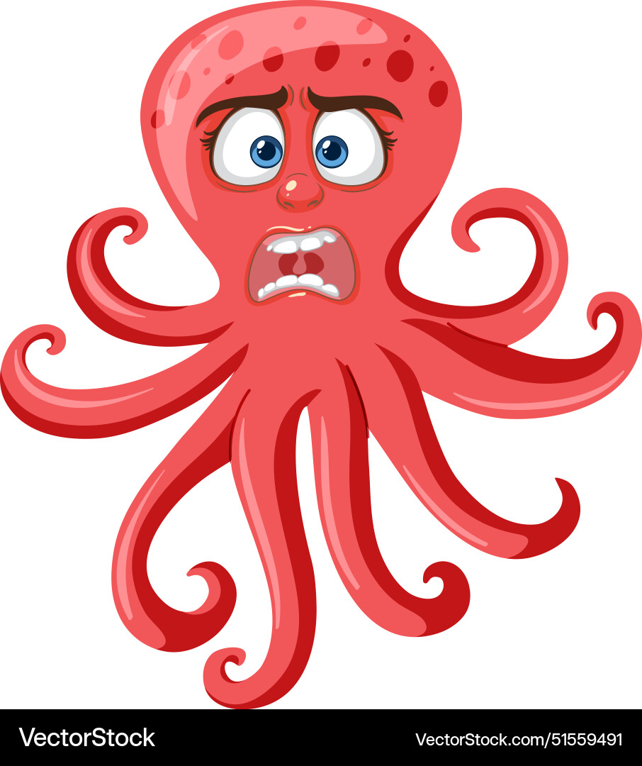 Ein schockierter Oktopus mit breiten Augen und offenem Mund Ein schockierter Oktopus mit breiten Augen und offenem Mund vektorbild