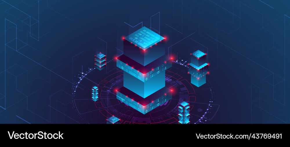 Isometric big data concept database abstract Isometric big data concept database abstract vector image