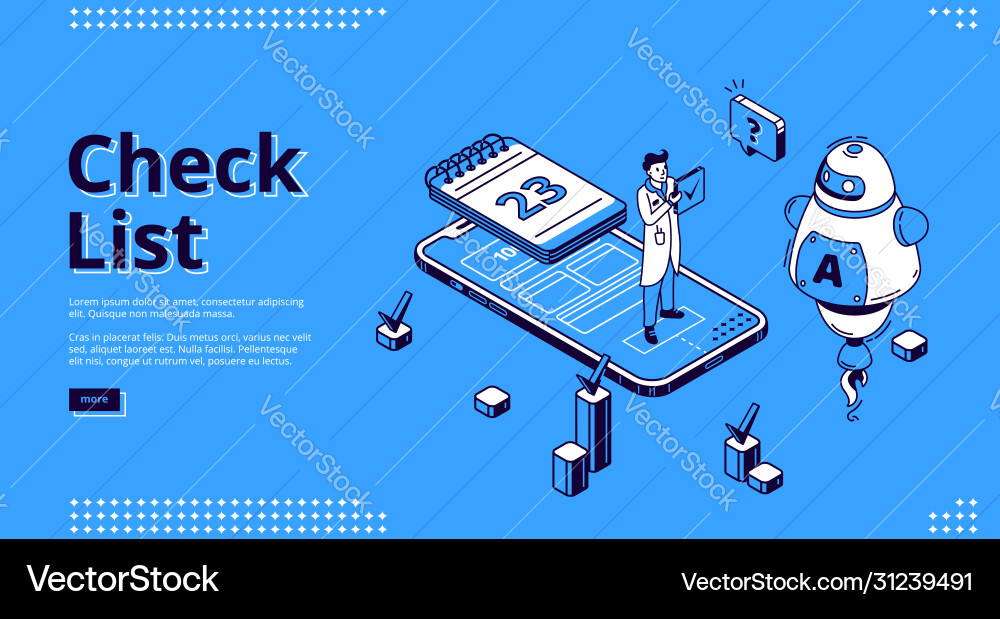 Landing page check list for business Vector Image