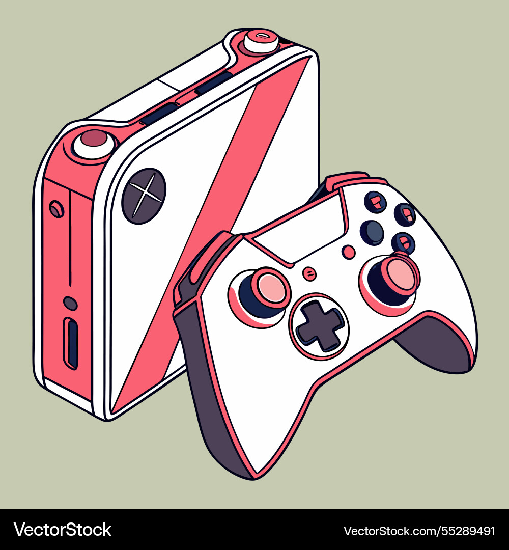 Next-gen gaming console and controller Next-gen gaming console and controller Vector Image