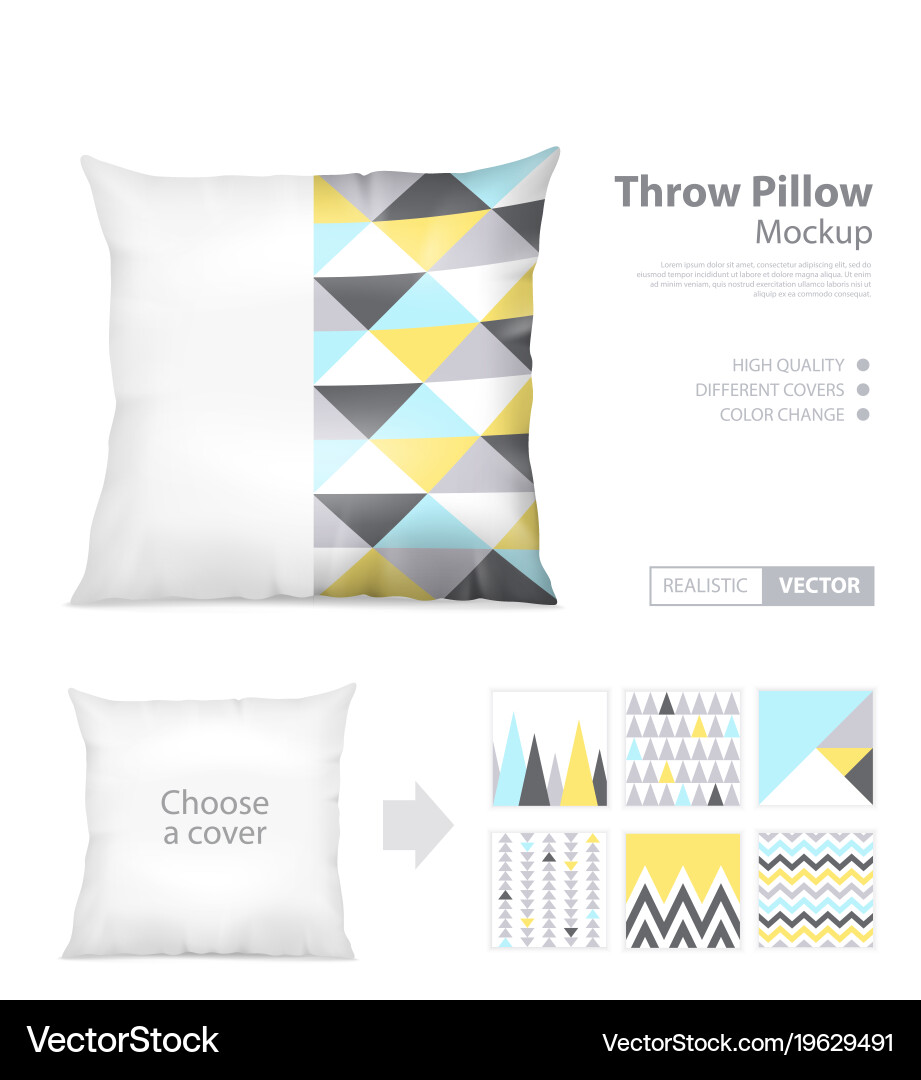 Realistic pillows print pattern set vector image