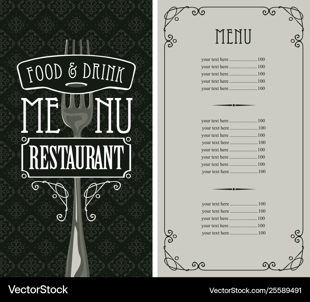 Restaurant menu with price list and fork Restaurant menu with price list and fork vector image