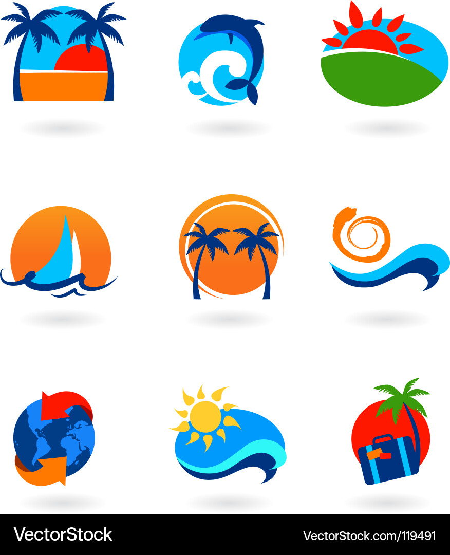 Summer vacation icons Royalty Free Vector Image