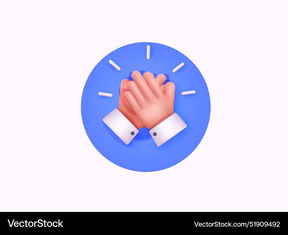Clapping hands 3d icon applaud for web banner Clapping hands 3d icon applaud for web banner vector image