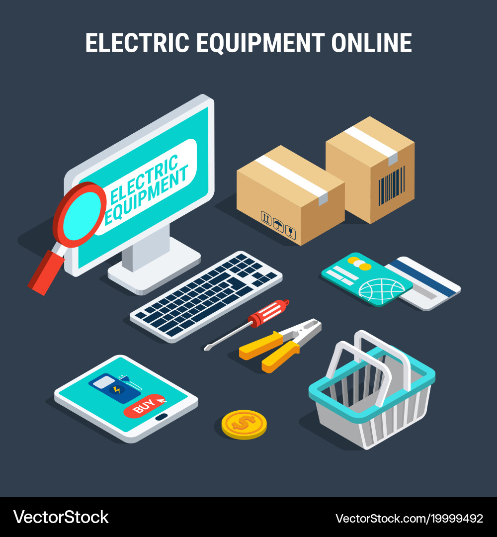 Electricity isometric composition Royalty Free Vector Image