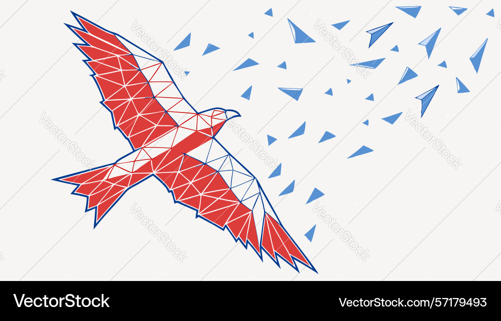Abstract geometric bird in dynamic flight design vector image
