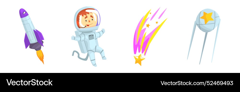 Astronaut outer space object and attribute Astronaut outer space object and attribute vector image