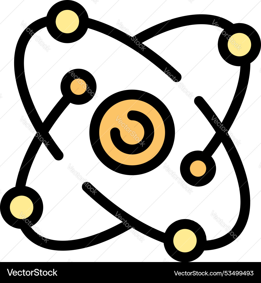 Atom particles rotating around nucleus icon Vector Image
