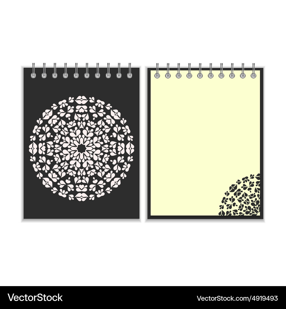 Black cover notebook with round pattern Vector Image