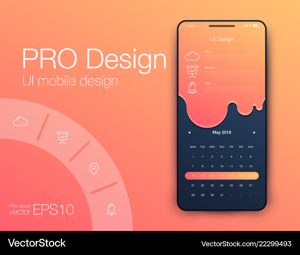 Date application ui design concept stock Vector Image