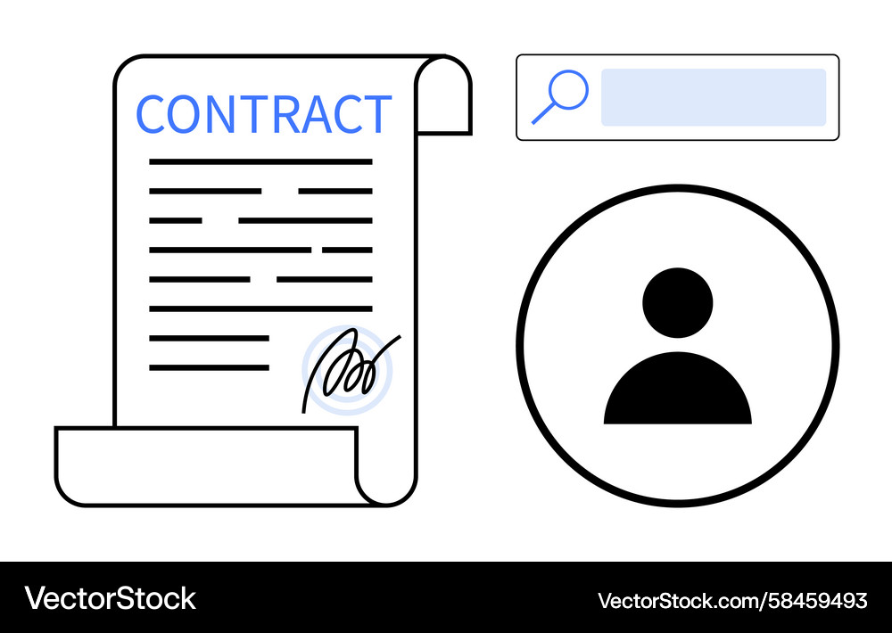 Digital Contract & User Interface Vector Image