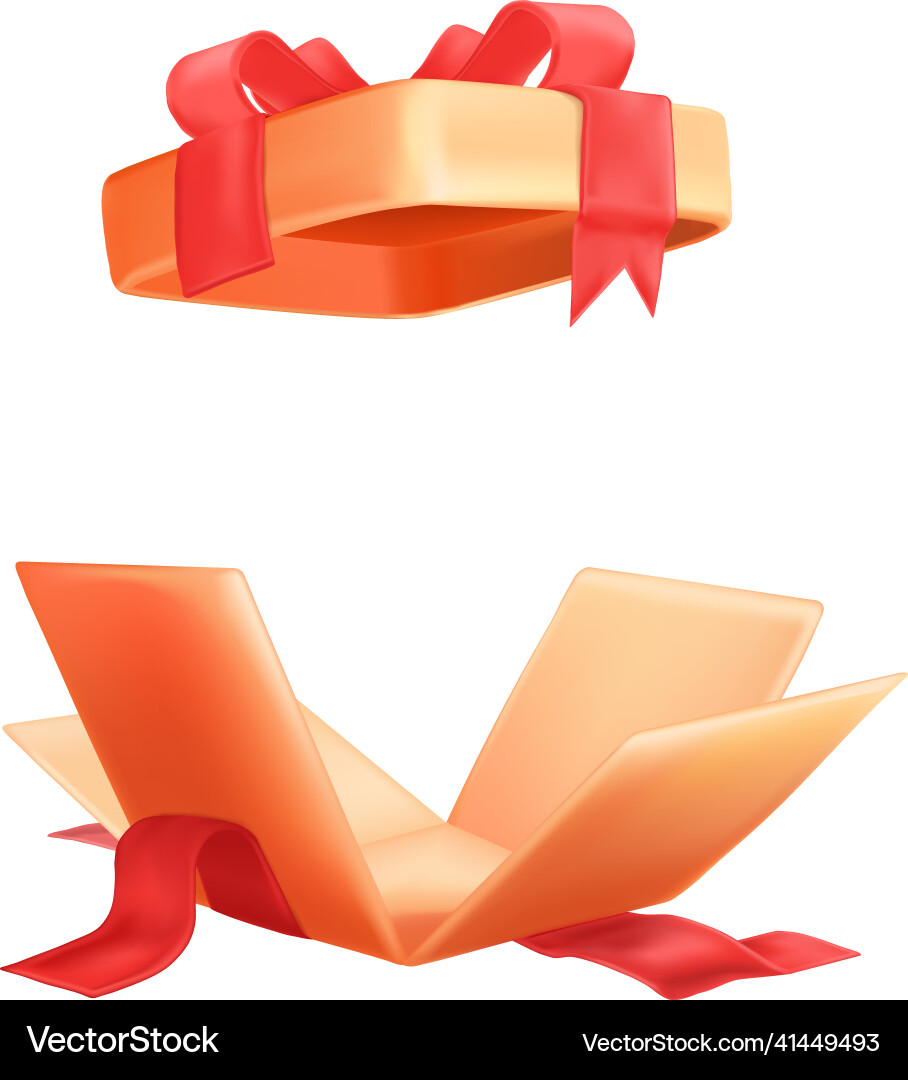 Geschenkbox Eröffnung realistisches Geschenk mit rot Vektorbild