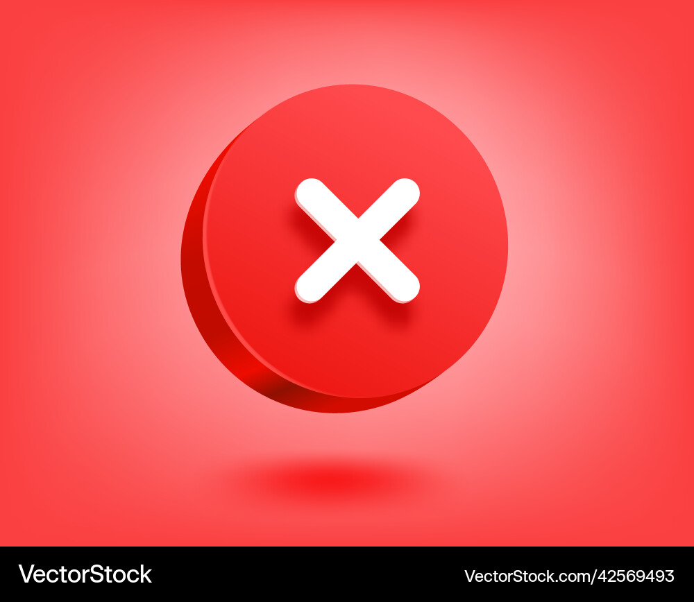 Red button with white cross 3d buttons Vector Image