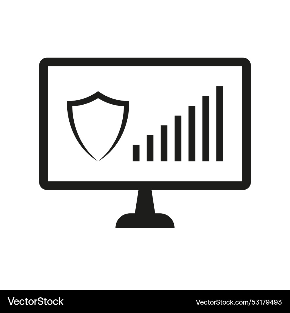 Security monitor icon data protection bar graph Security monitor icon data protection bar graph vector image