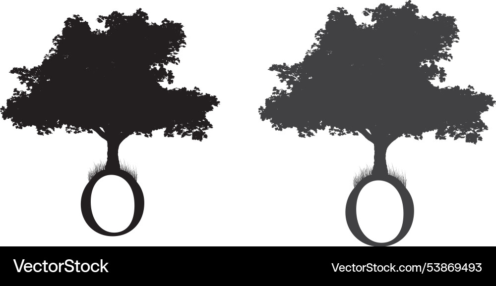 Silhouette Baum mit einem Reifen Schaukel schwarz nur Farbe Silhouette Baum mit einem Reifen Schaukel schwarz nur Farbe vektorbild