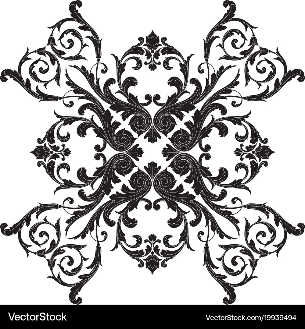 Baroque ornament in victorian style – Royalty-Free Vector | VectorStock, image size:1000x1080