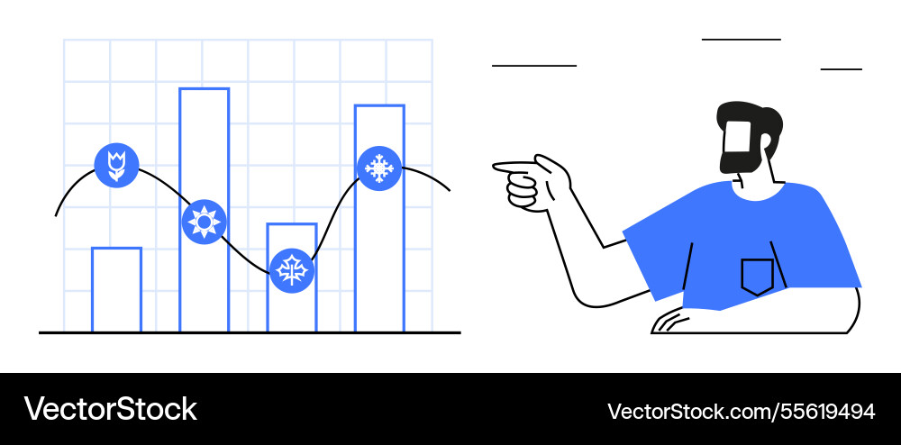 Businessman pointing at bar graph with gears Businessman pointing at bar graph with gears vector image