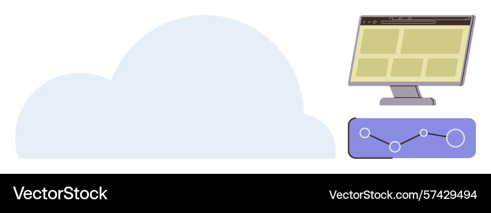 Cloud computing concept with data analytics Vector Image