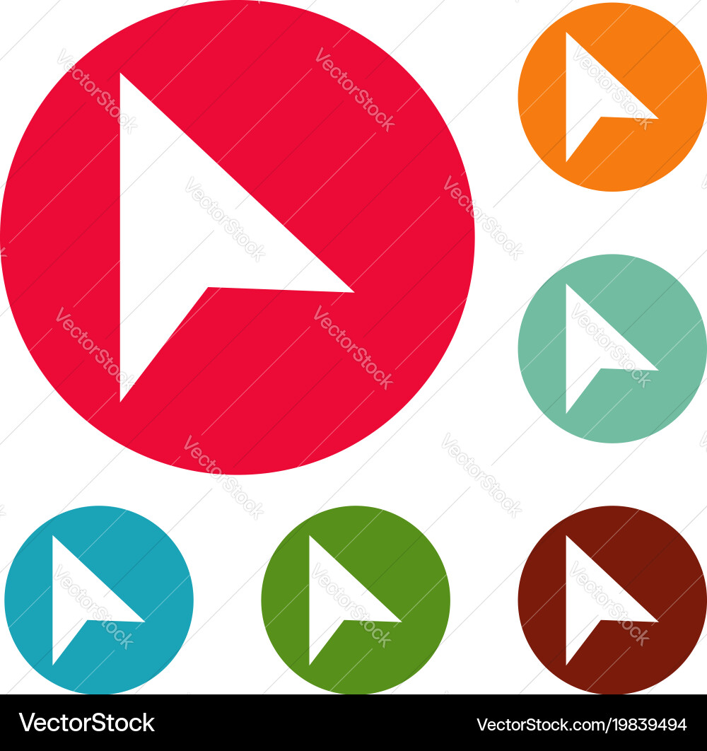 Cursor trendy element icons circle set vector image
