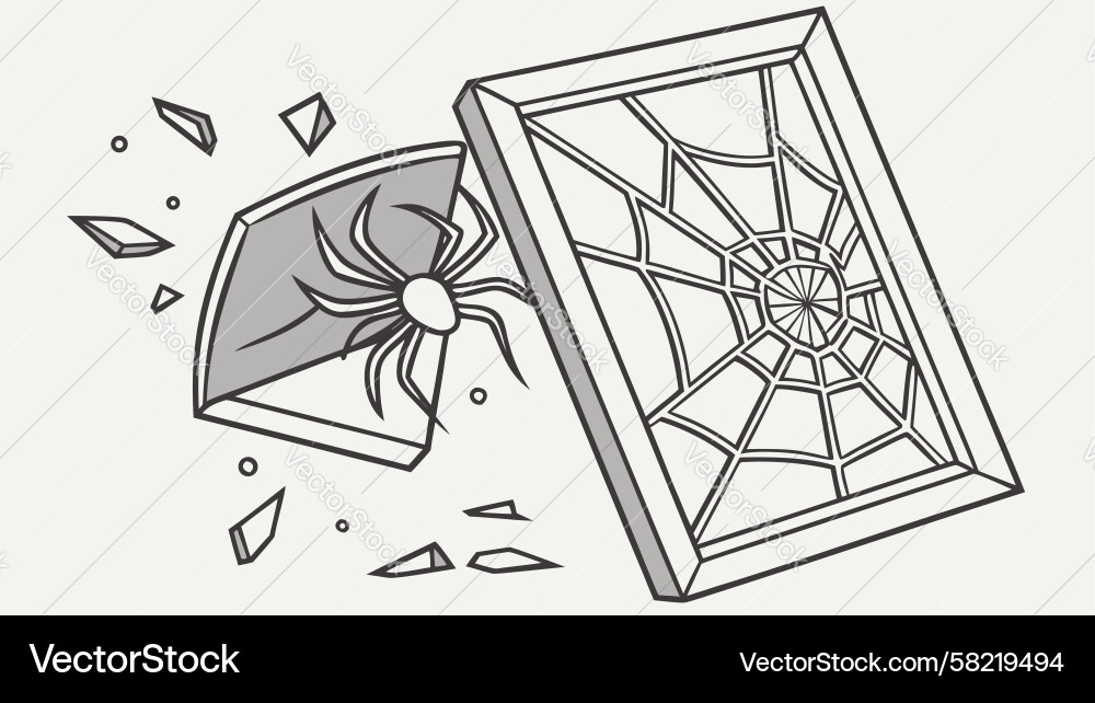 Fractured Web on Broken Frame Vector Image