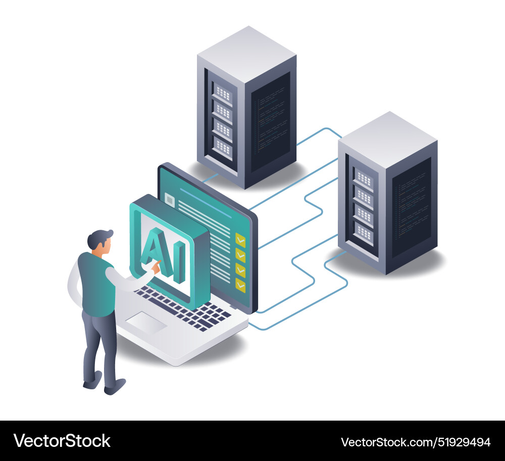 Improving servers through ai applications Improving servers through ai applications vector image