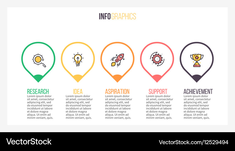 Infographic element chart with 5 steps pointers vector image