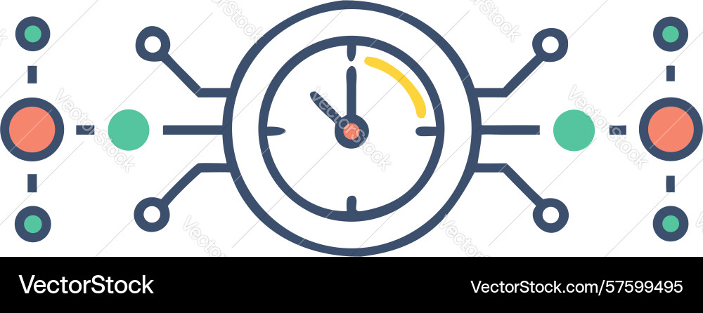 Digital clock icon with abstract circuit vector image