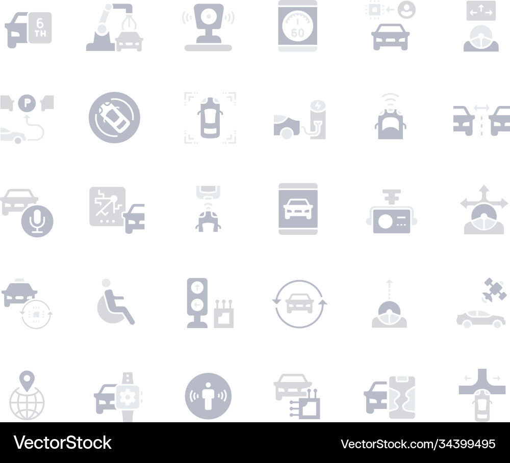 Einfache Icons autonomes Auto einstellen Einfache Icons autonomes Auto einstellen vektorbild