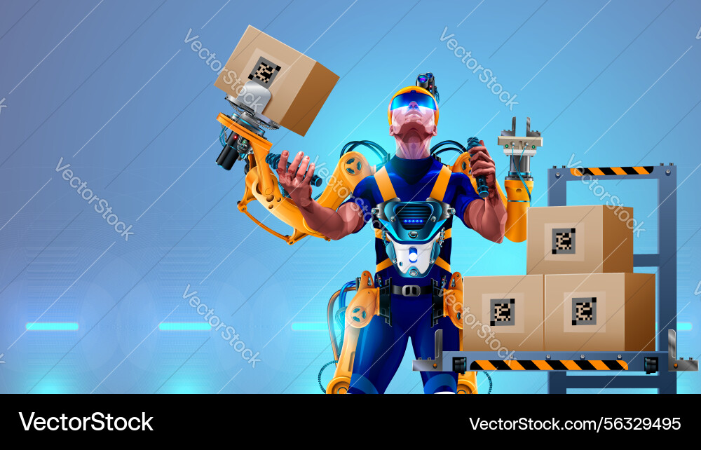 Engineer is working in futuristic bionic Engineer is working in futuristic bionic vector image