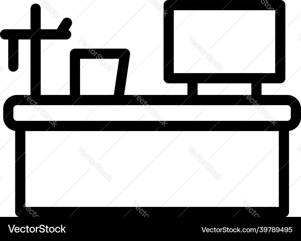 Lab desktop icon outline science test Lab desktop icon outline science test Vector Image