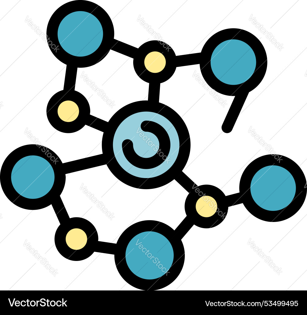 Network hub connecting nodes in data system Vector Image