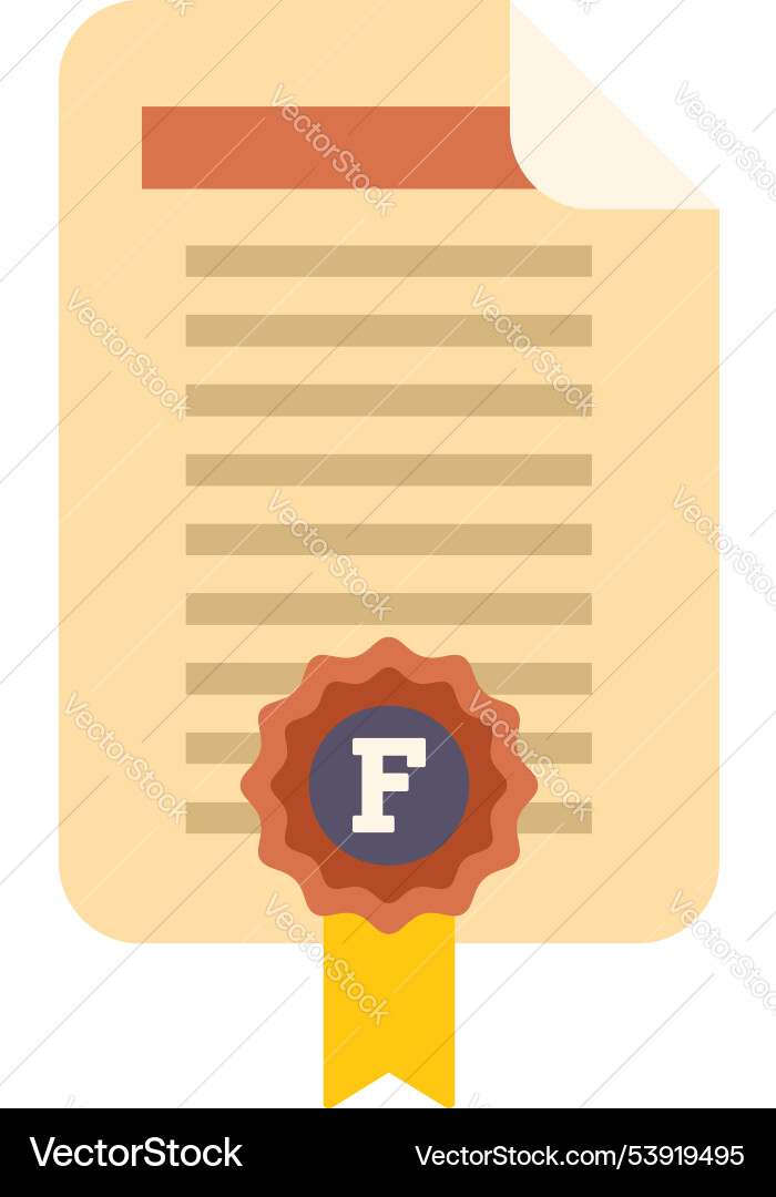 Official document with f mark representing formal Vector Image