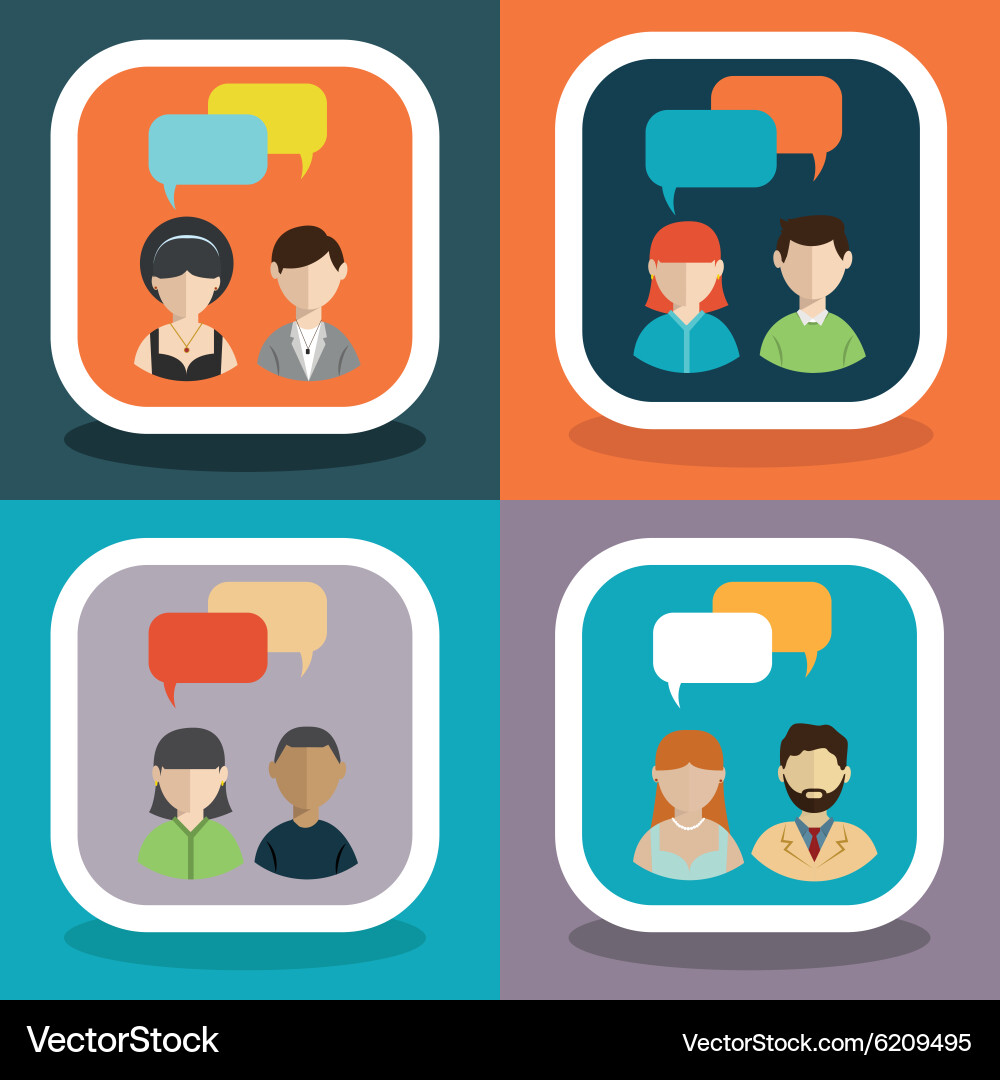 People icons with colorful dialog speech bubbles Vector Image