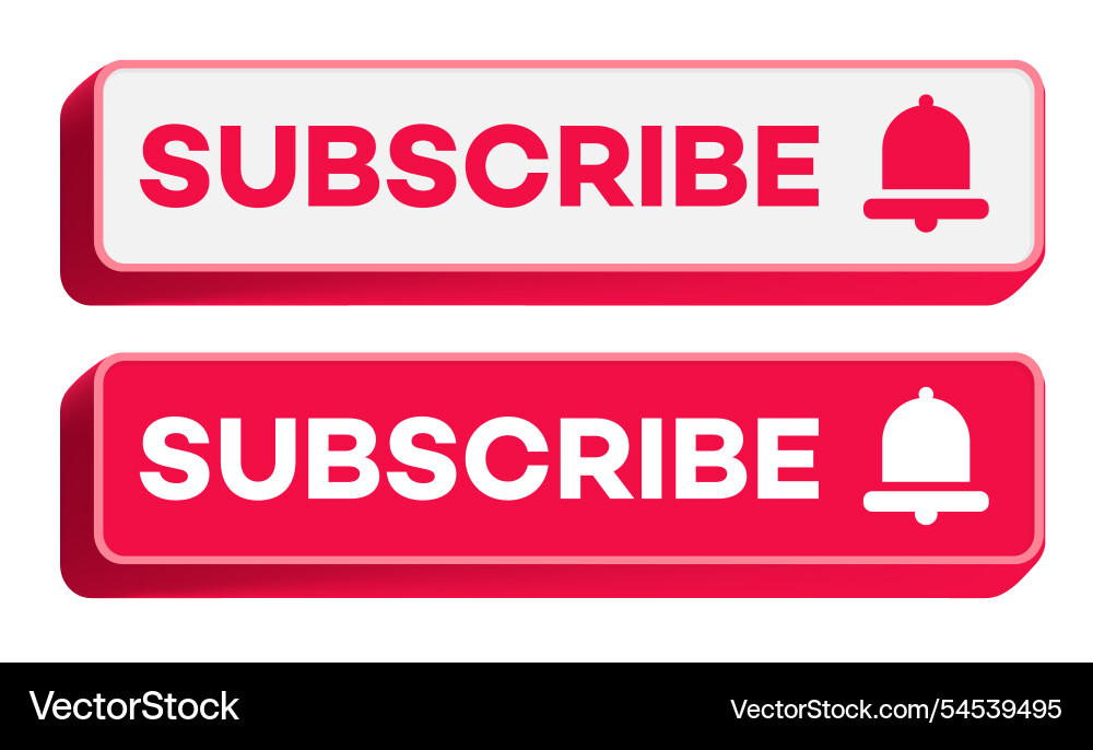Subscribe button 3d style red color Subscribe button 3d style red color vector image
