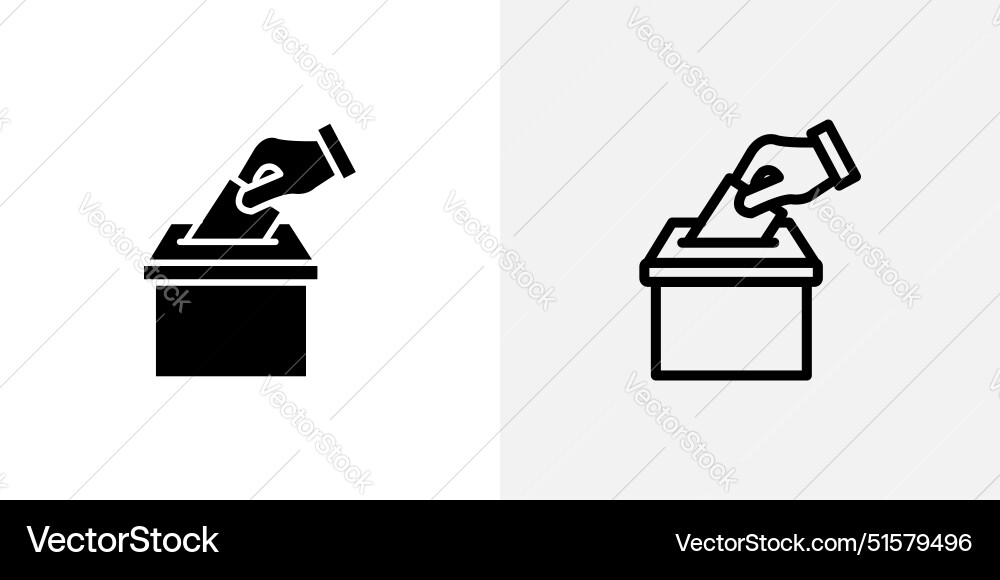 Ballot icon showing the act of voting with a hand Ballot icon showing the act of voting with a hand vector image