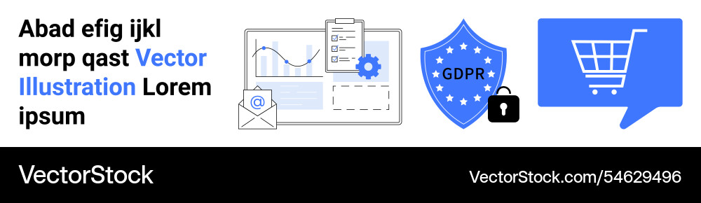 Data analysis gdpr security and e-commerce Data analysis gdpr security and e-commerce vector image
