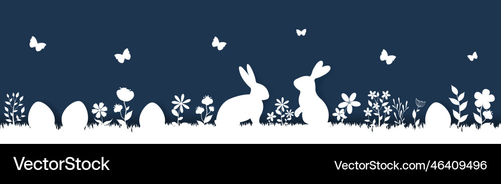 Christmas Rabbit Border Easter Flower Rabbit Border – Royalty-Free Vector | VectorStock