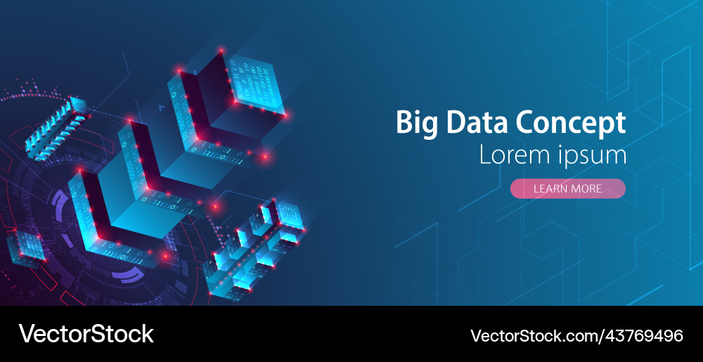 Isometric big data concept database abstract Vector Image