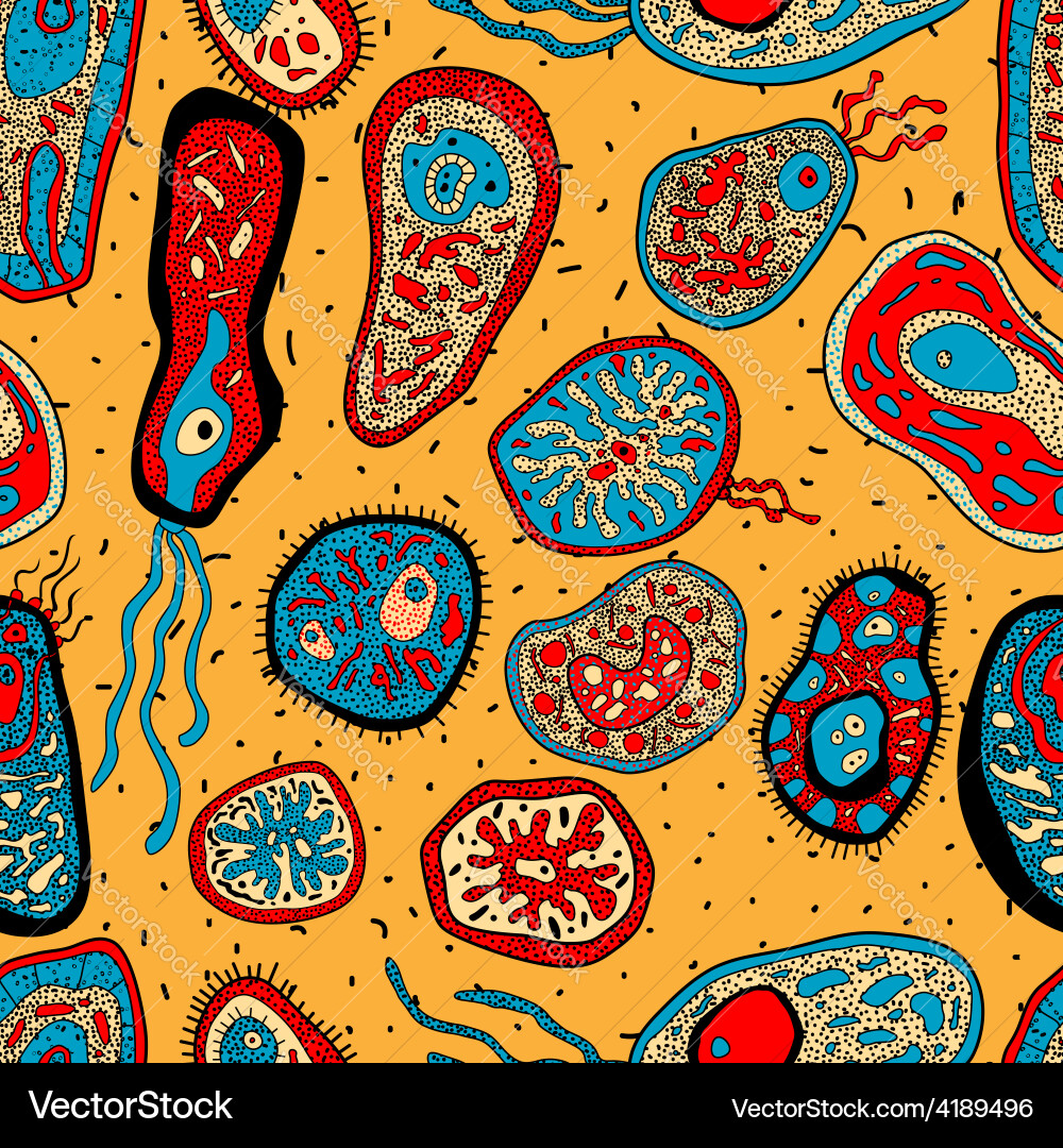 Microbial Lifeforms Seamless Pattern Vector Image