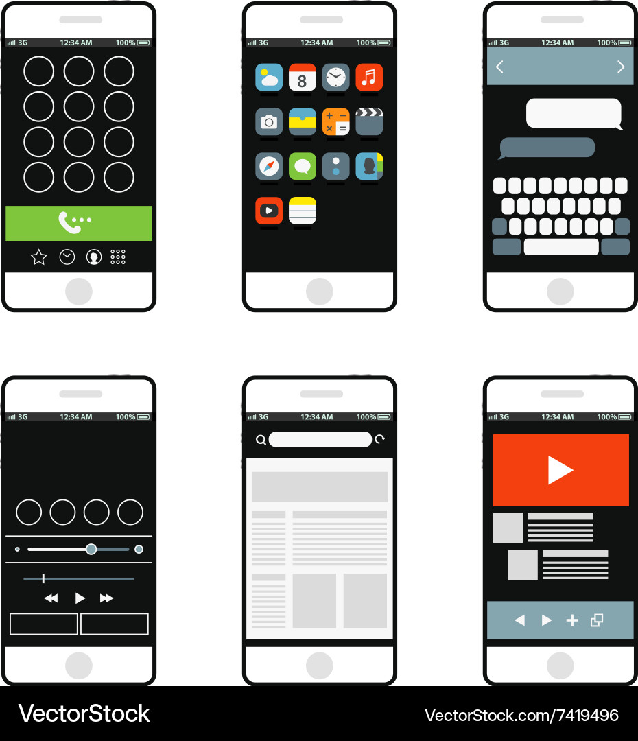 Modern smartphone interface elements Vector Image