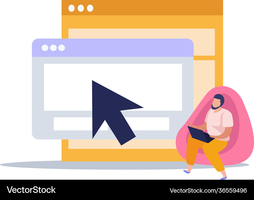 Online e-learning composition Online e-learning composition vector image